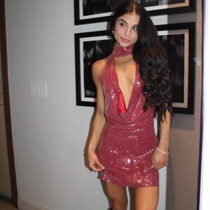 Peppermayo Shimmering Pink Mini Dress